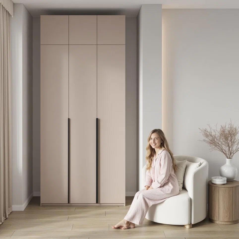 Изображение товара Шкаф распашной Альбина Бруно 3 дверный с антресолью 120x260x50.5 см ЛДСП цвет кашемир