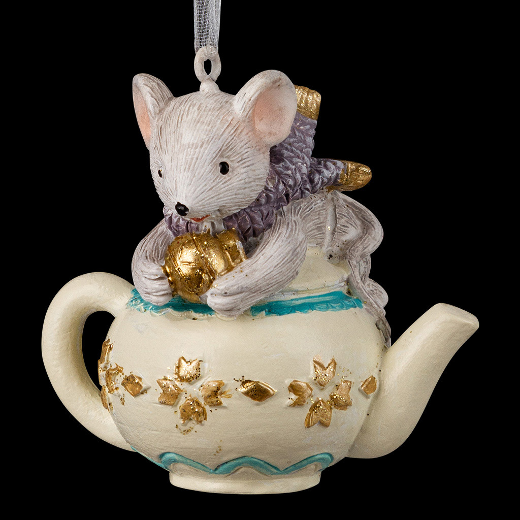 Изображение товара Елочная игрушка Мышонок в чайнике 6 см x 4.5 см разноцветная Erichkrause