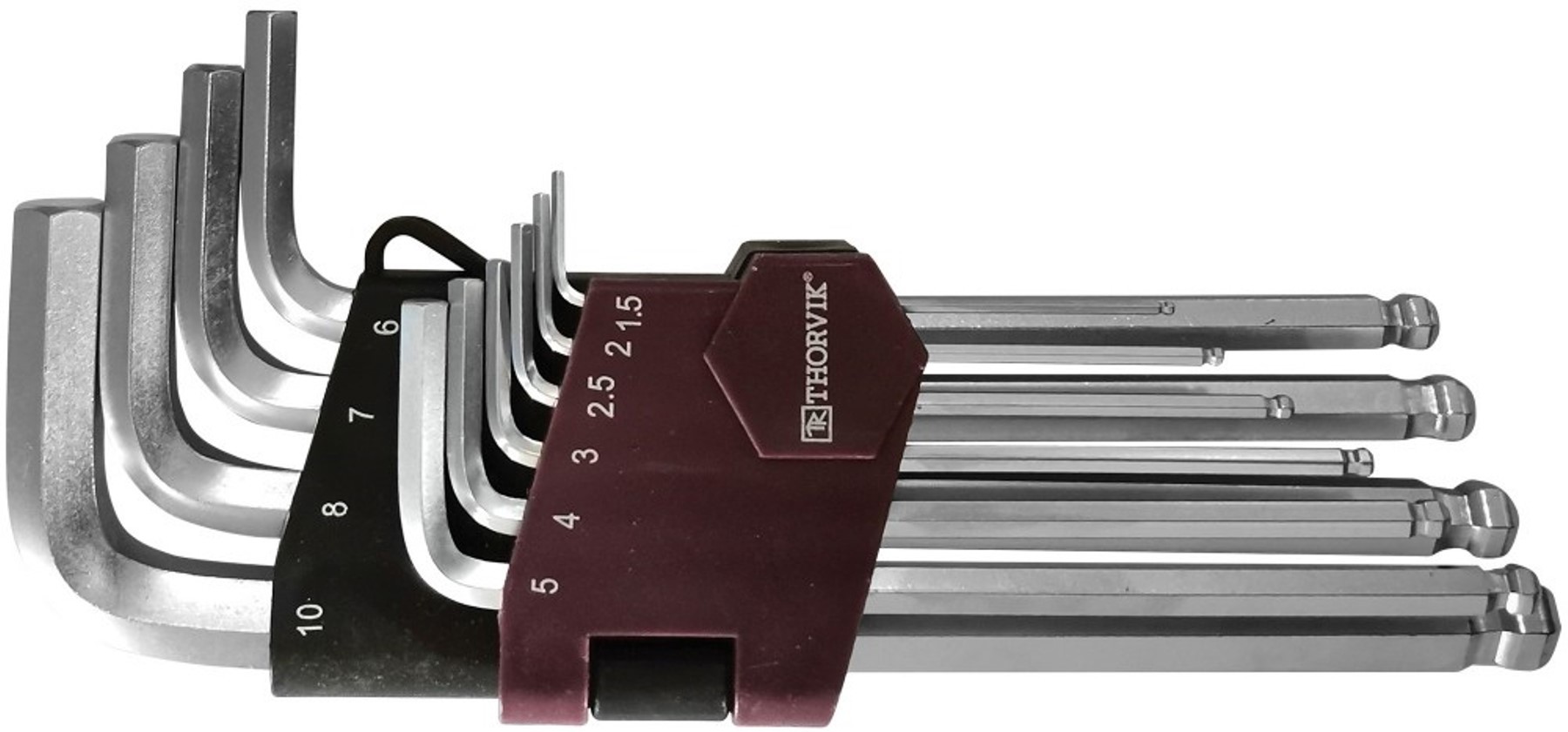 Изображение товара Набор ключей имбусовых шестигранных Thorvik HKB10S 1.5-10 мм 10 шт