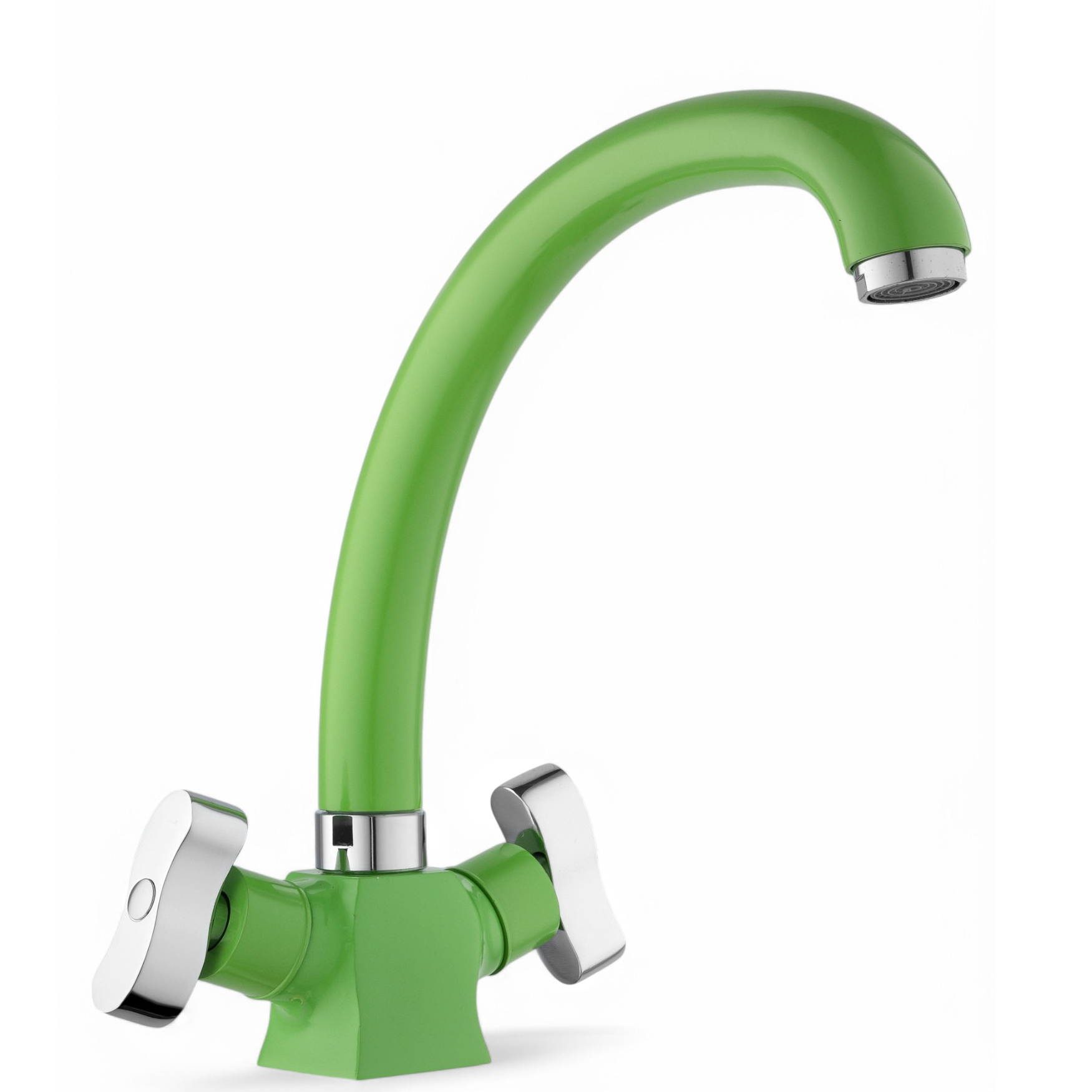Изображение товара Смеситель для кухни Potato P42310-11 поворотный зеленый с аэрированием и установкой на раковину
