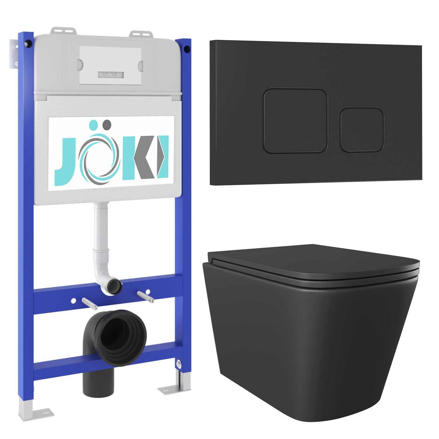 Изображение товара Комплект инсталляция с унитазом Joki черный 6 в 1 с микролифтом и безободковым сифоном