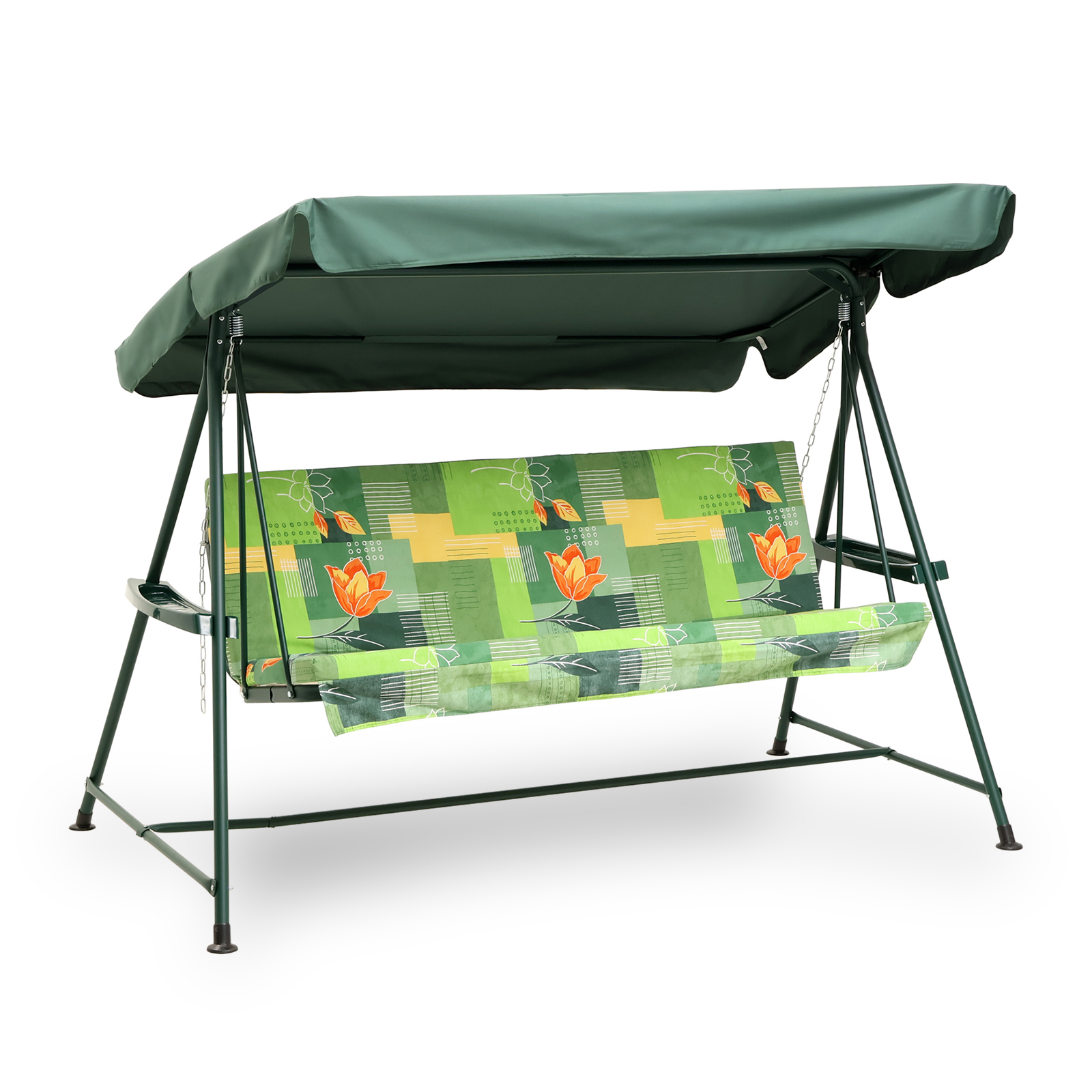 Изображение товара Качели садовые Касабланка 3 местных до 250 кг зеленый регулируемая спинка