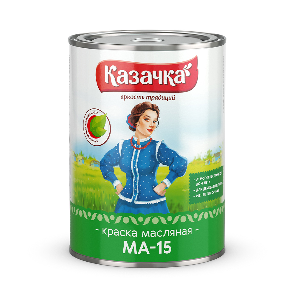 Изображение товара Краска масляная Казачка МА-15 02-002-001-009 глянцевая цвет белый 0.9 кг Изображение товара Краска масляная Казачка МА-15 02-002-001-009 глянцевая цвет белый 0.9 кг