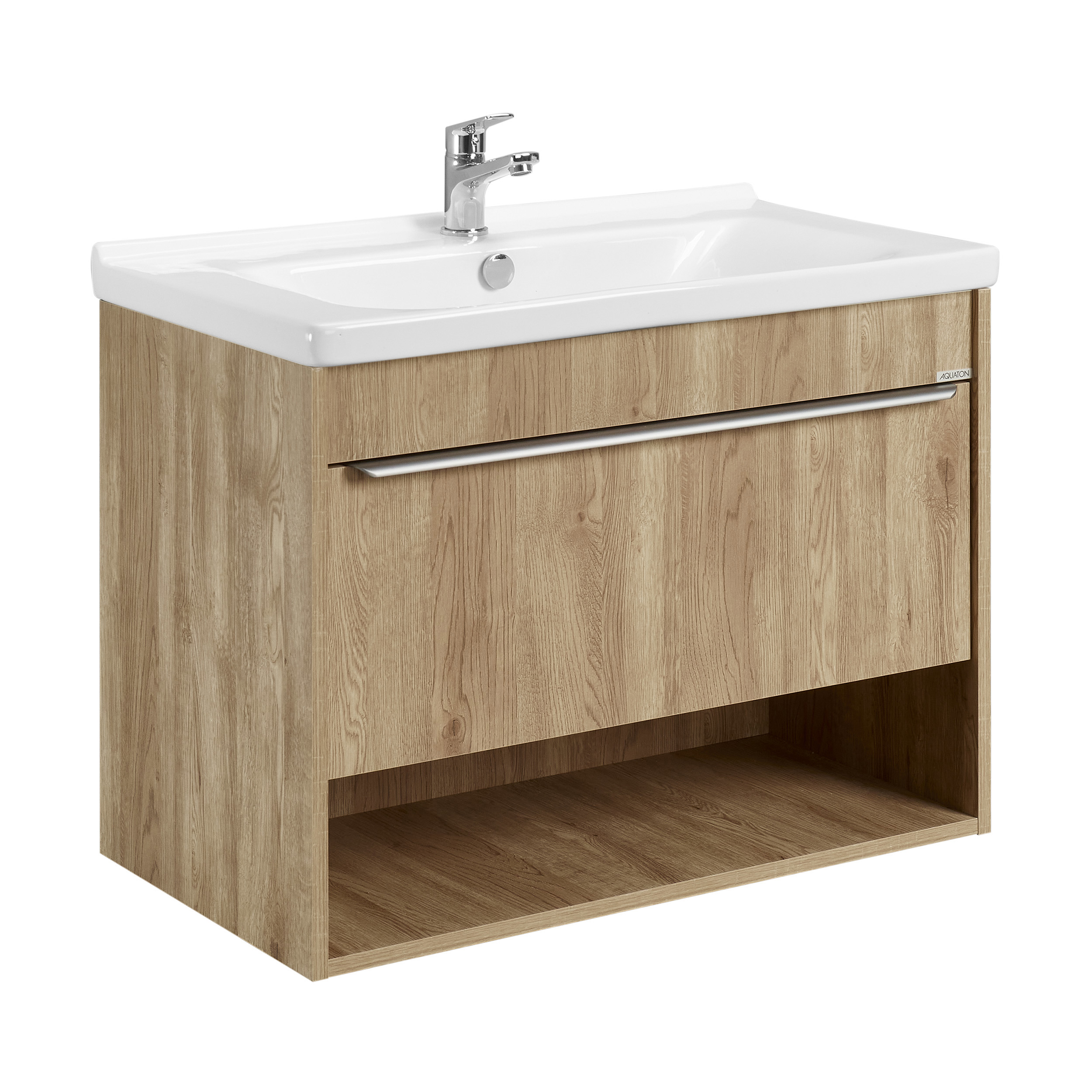 Изображение товара Тумба под раковину подвесная Aquaton 1A2873K0HP6C0 78см цвет бежевый, с раковиной