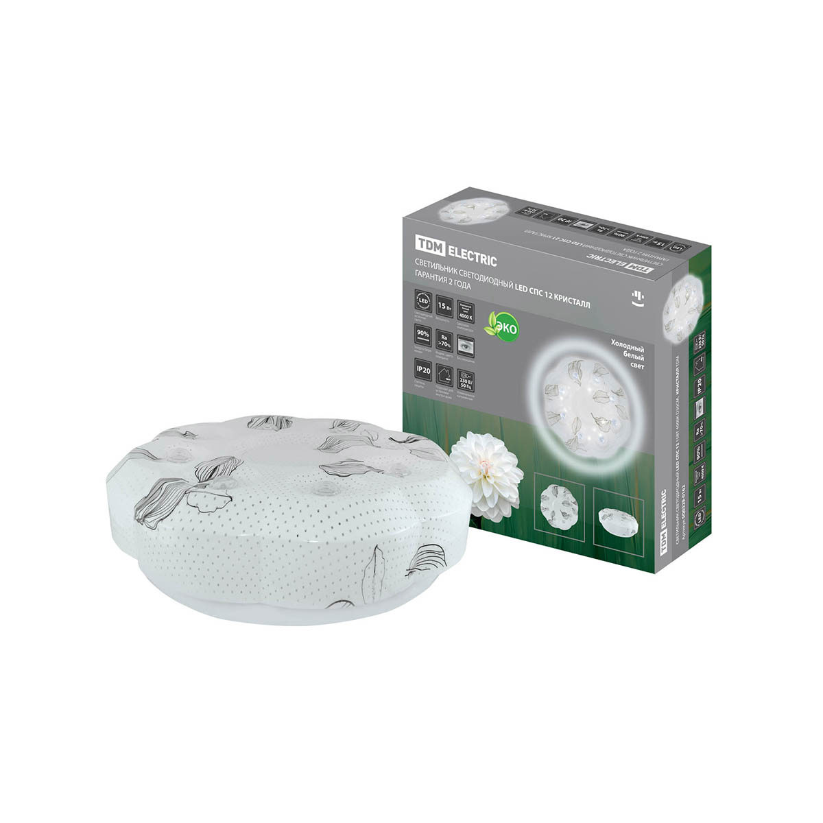 Изображение товара Настенно-потолочный светильник Tdm Electric 244071 белый 15 Вт 4000 K