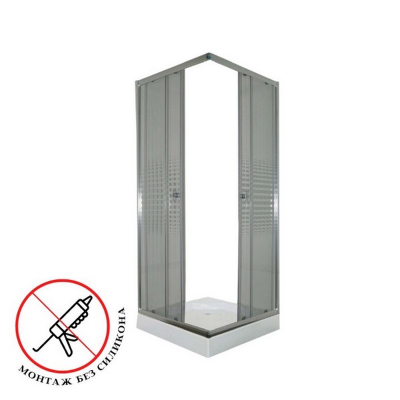 Изображение товара Душевой уголок Parly 80смх80см ZQ8111 С поддоном профиль хром стекло прозрачное с рисунком