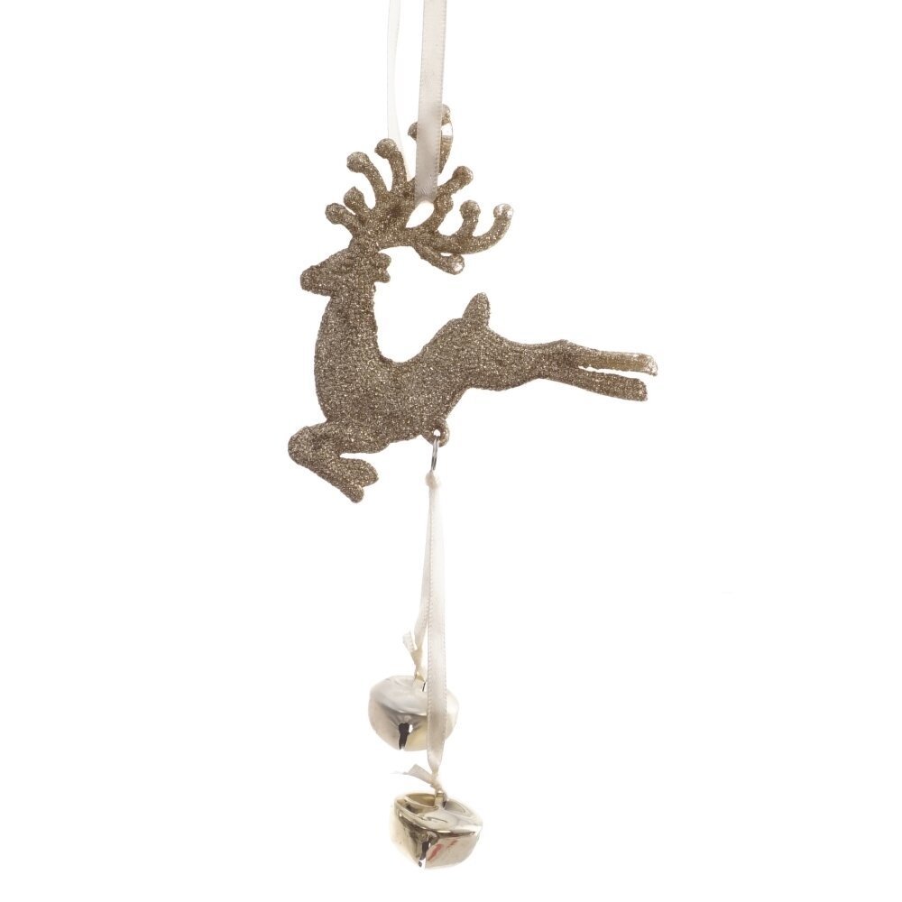 Изображение товара Елочная игрушка 808078 20 см жёлтая золотая олень новогоднее украшение