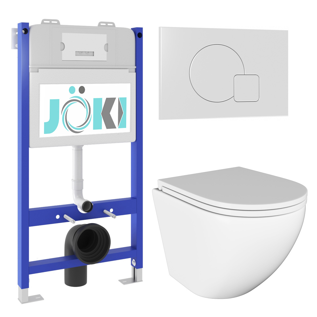 Изображение товара Комплект инсталляция с унитазом Joki Stella безободковый и клавишей смыва белый