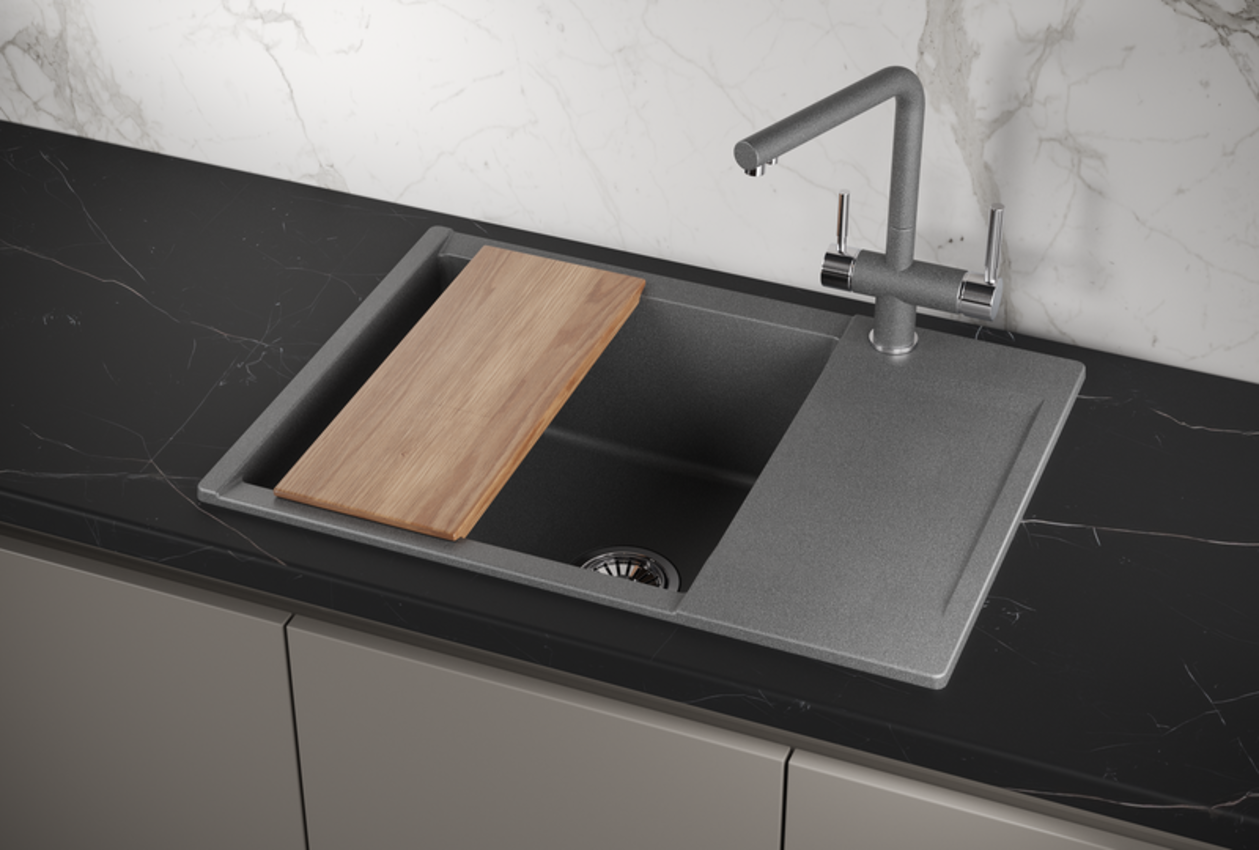 Изображение товара Кухонная мойка Granula Estetica ES-7003 50x70 см кварц графит с разделочной доской