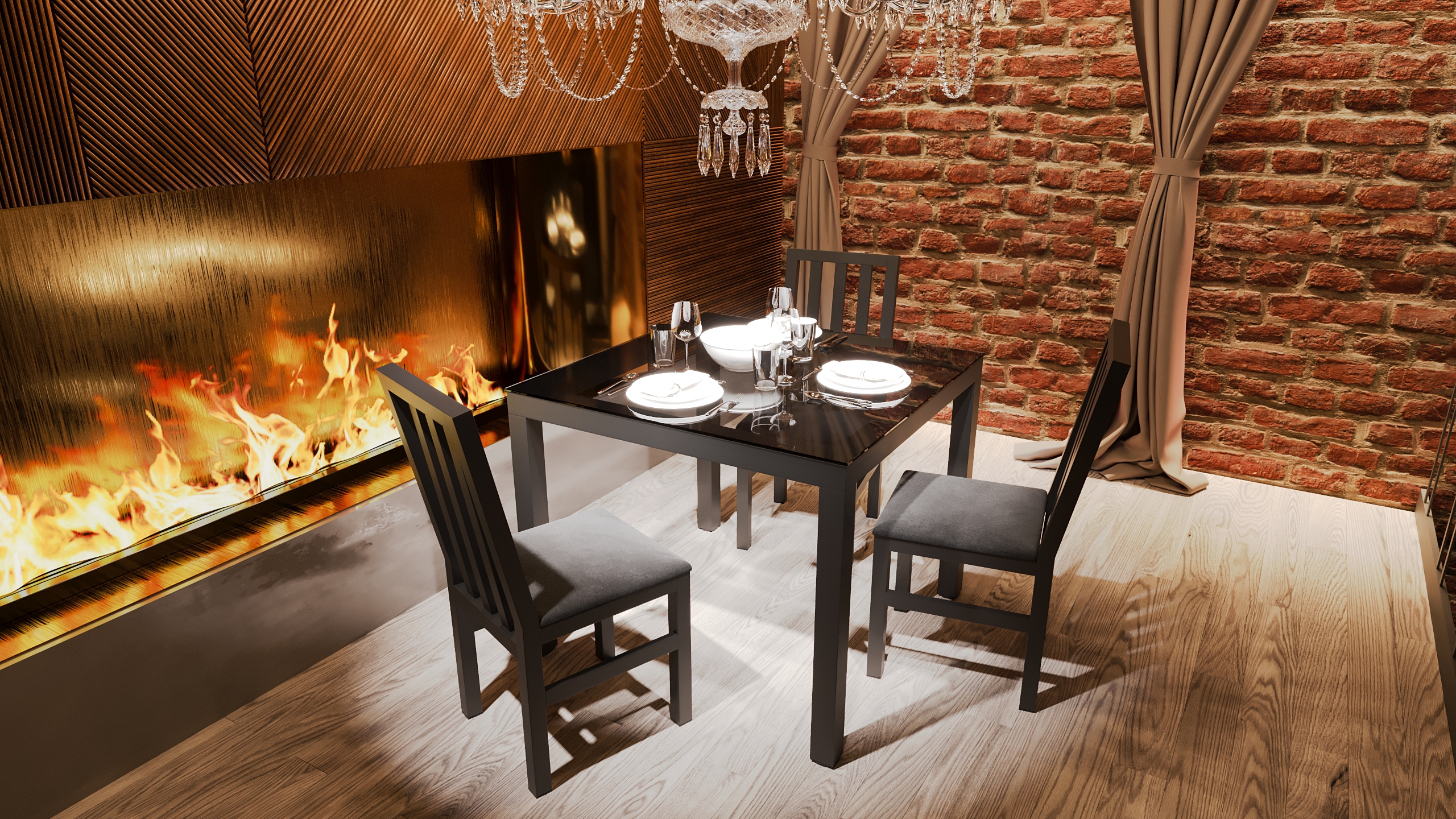 Изображение товара Стол квадратный Mitlan 95x95 см Закаленное стекло цвет черный