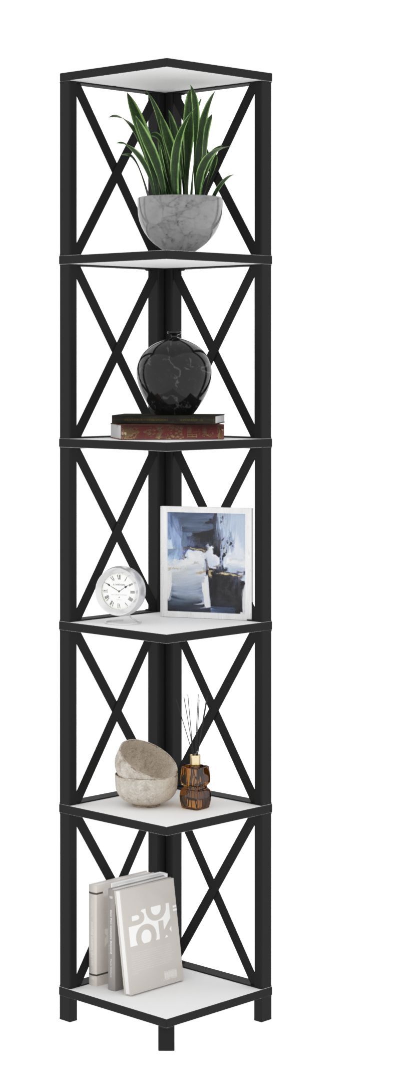 Изображение товара Стеллаж с полками Make mebel Лофт Слим-6 29x182x29 см нагрузка до 20 кг металл цвет светло белый