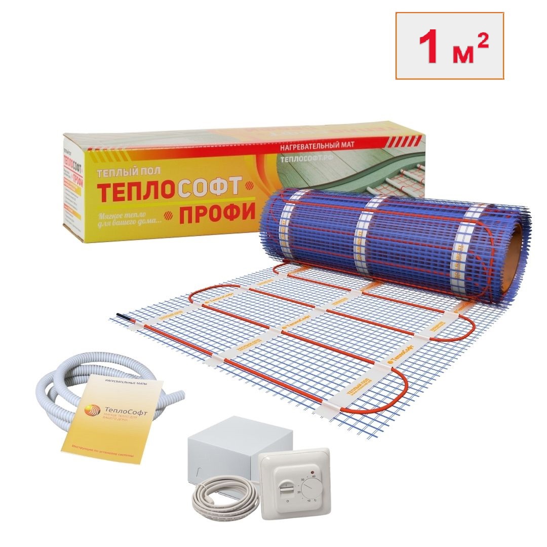 Изображение товара Нагревательный мат для теплого пола Теплософт 1 м² 150 Вт с механическим терморегулятором RTC 70.26