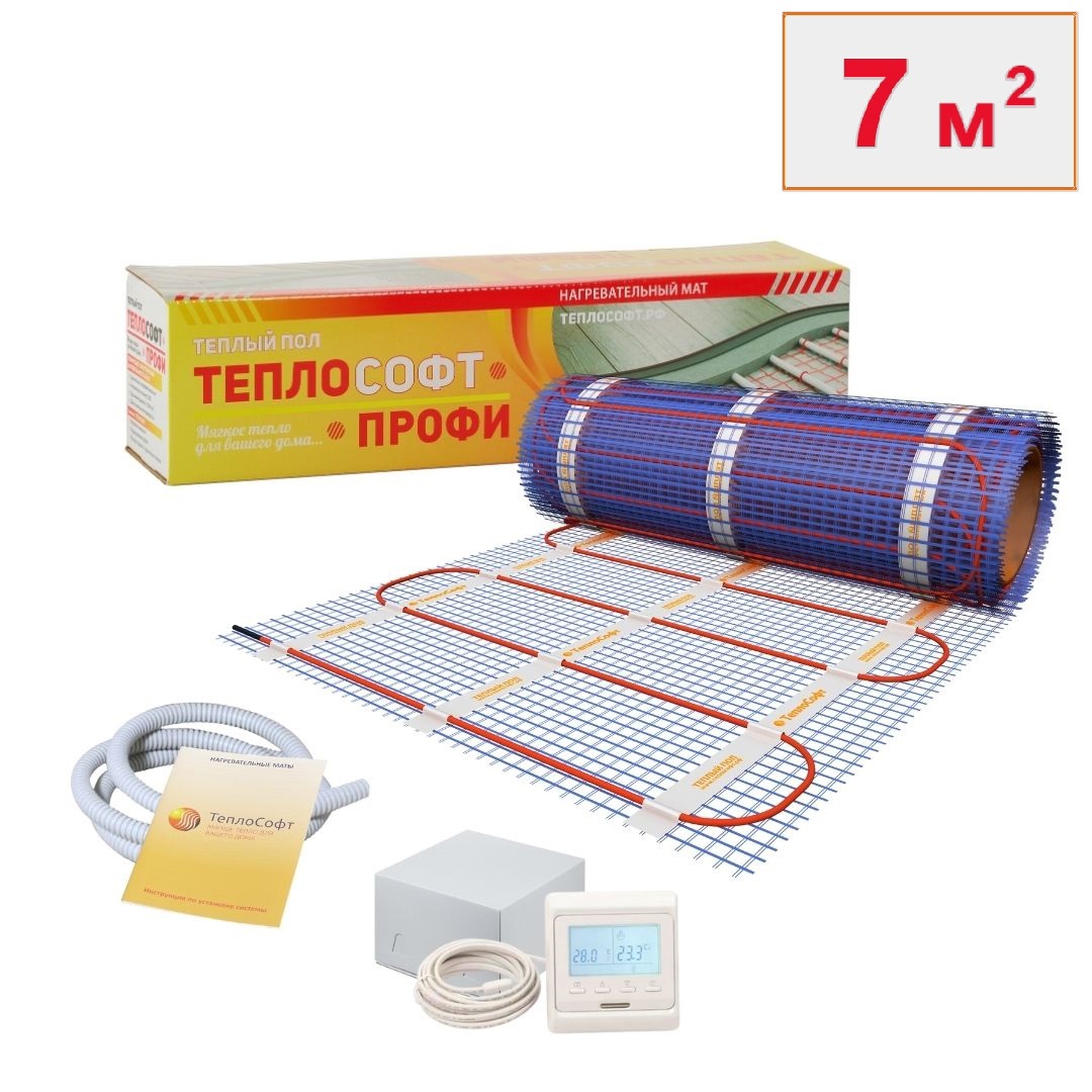 Изображение товара Нагревательный мат Теплософт 7 м² 1050 Вт с электронным терморегулятором