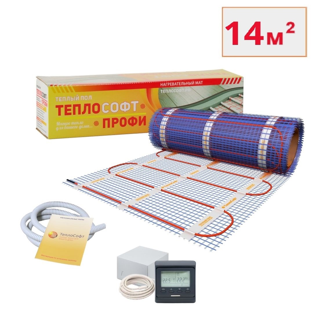 Изображение товара Нагревательный мат Теплософт 14 м² с электронным терморегулятором черного цвета Изображение товара Нагревательный мат Теплософт 14 м² с электронным терморегулятором черного цвета