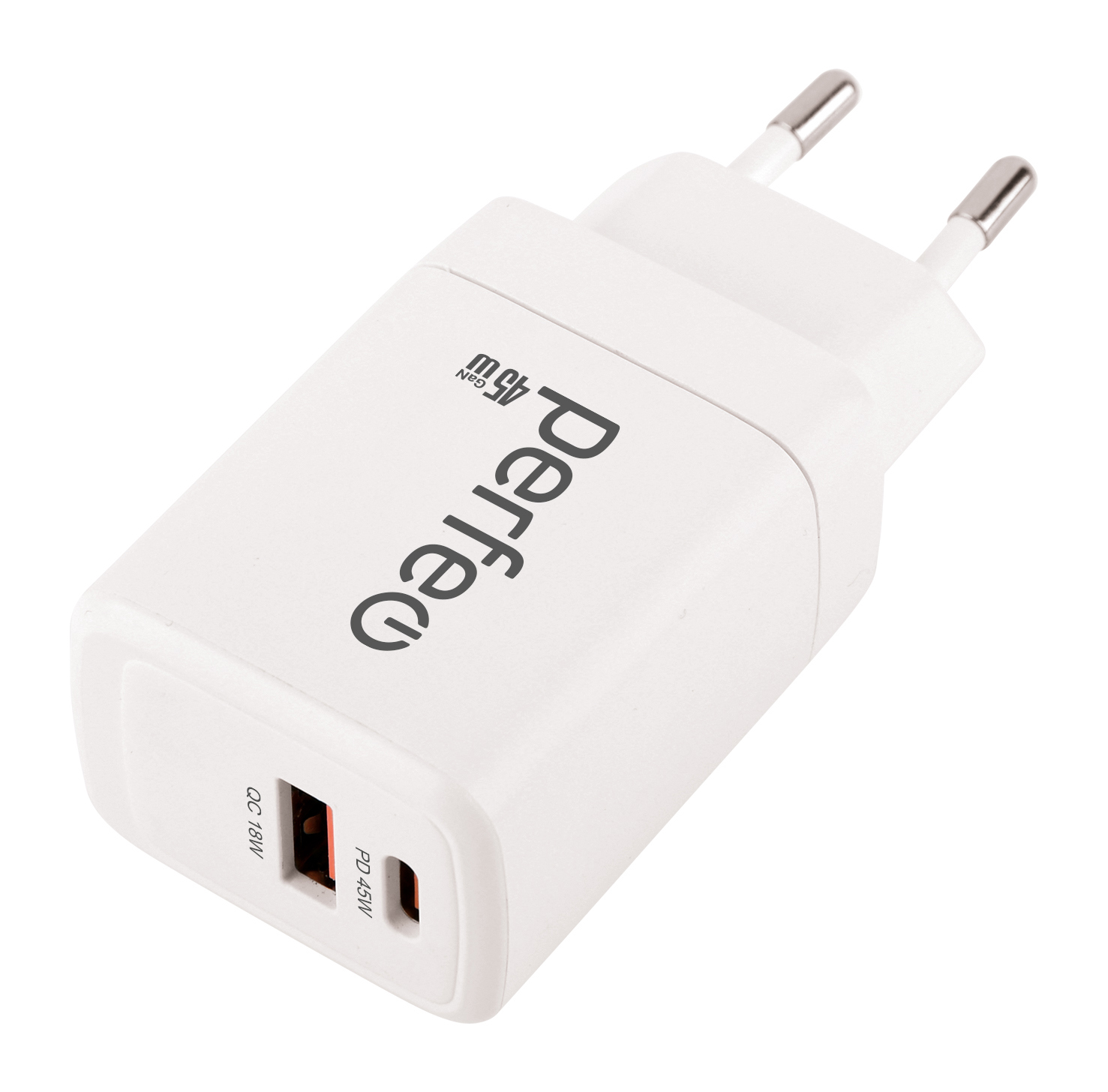 Изображение товара Зарядное устройство Perfeo 45 Вт с двумя портами USB Type-C и USB-A Изображение товара Зарядное устройство Perfeo 45 Вт с двумя портами USB Type-C и USB-A