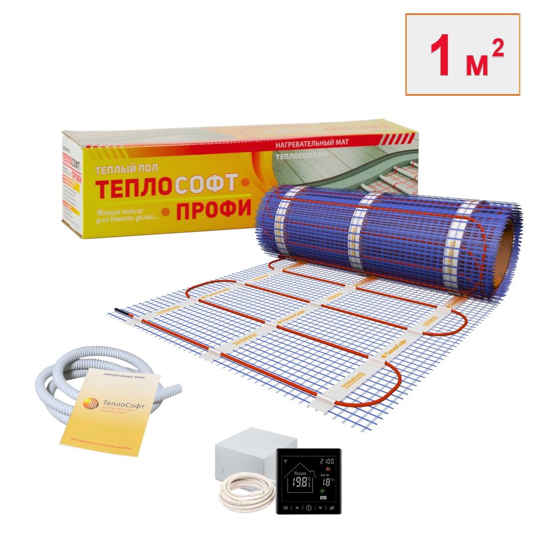 Изображение товара Нагревательный мат Теплософт 1 м² 150 Вт с Wi-Fi терморегулятором для теплого пола
