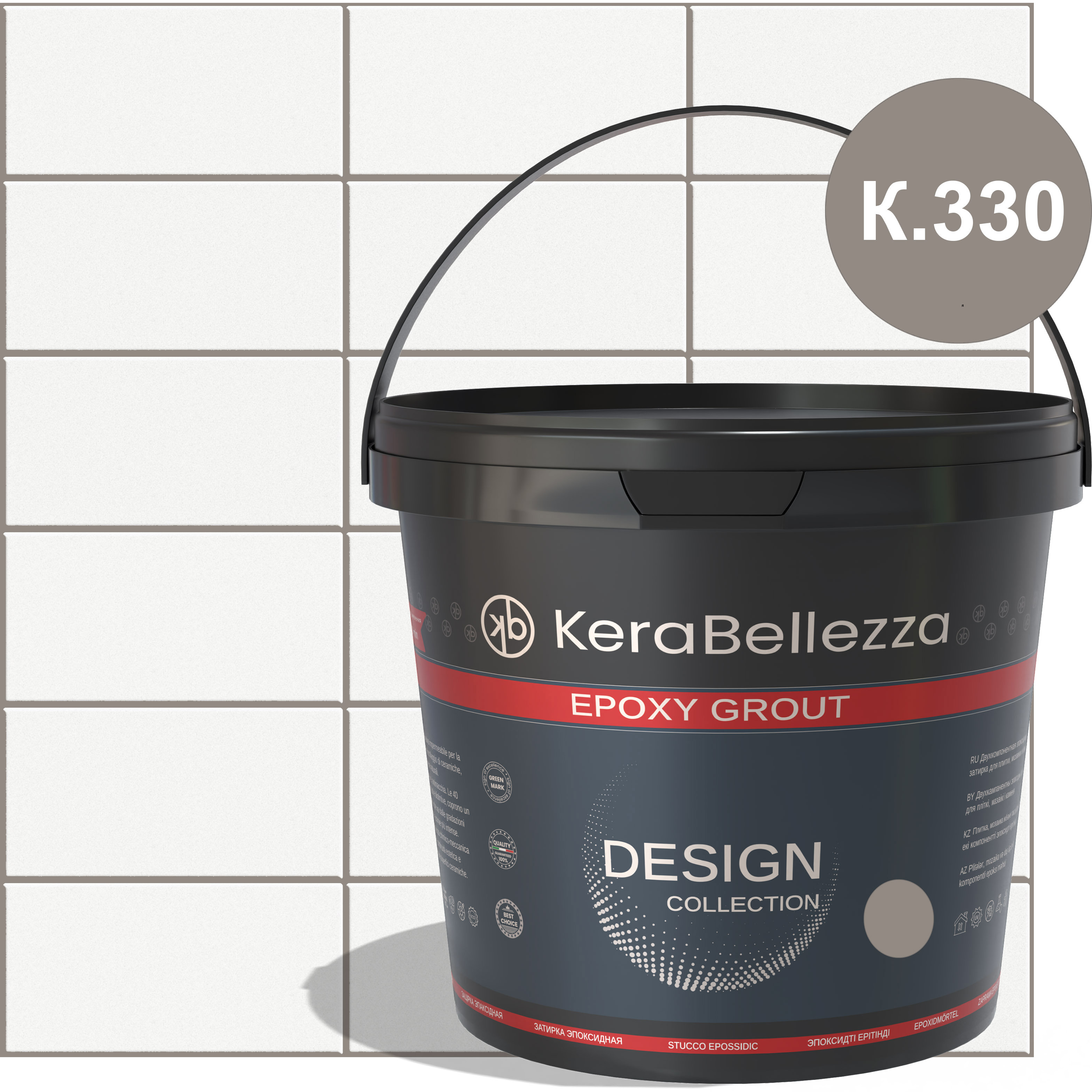 Изображение товара Цветная эпоксидная затирка KeraBellezza Design 330 Зеленовато-серый 1 кг