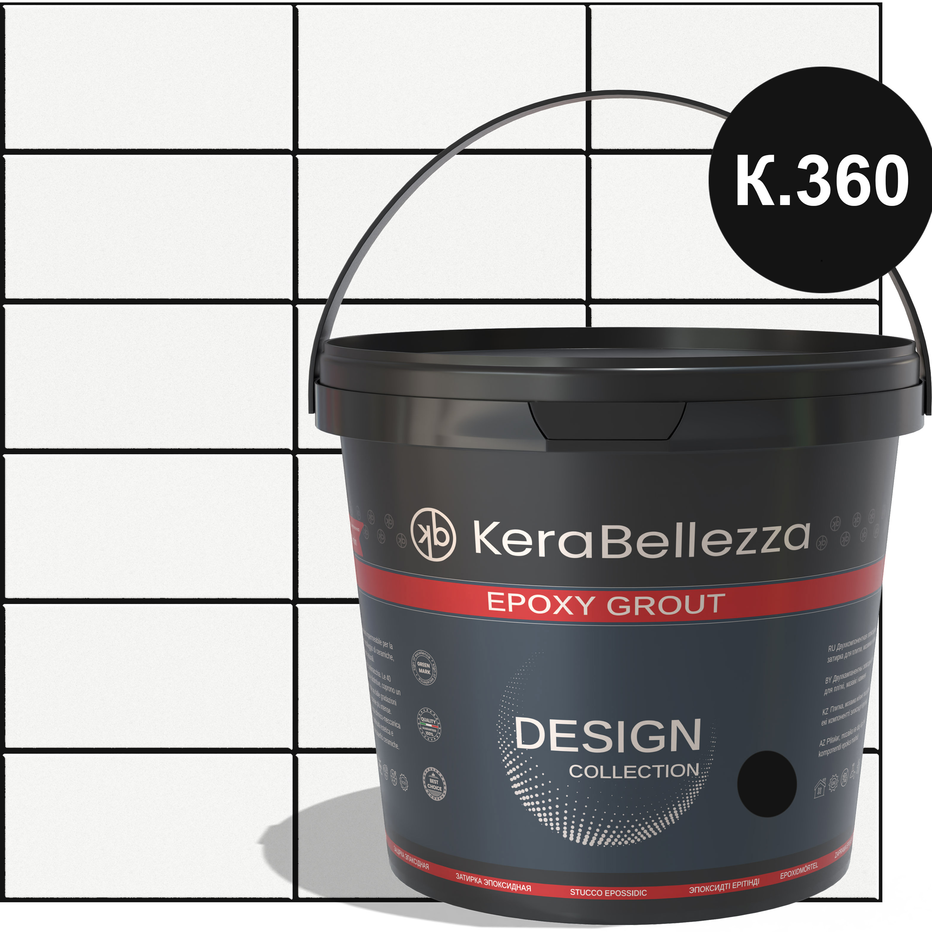 Изображение товара Цветная эпоксидная затирка KeraBellezza Design Черный 0.33 кг для плитки и мозаики