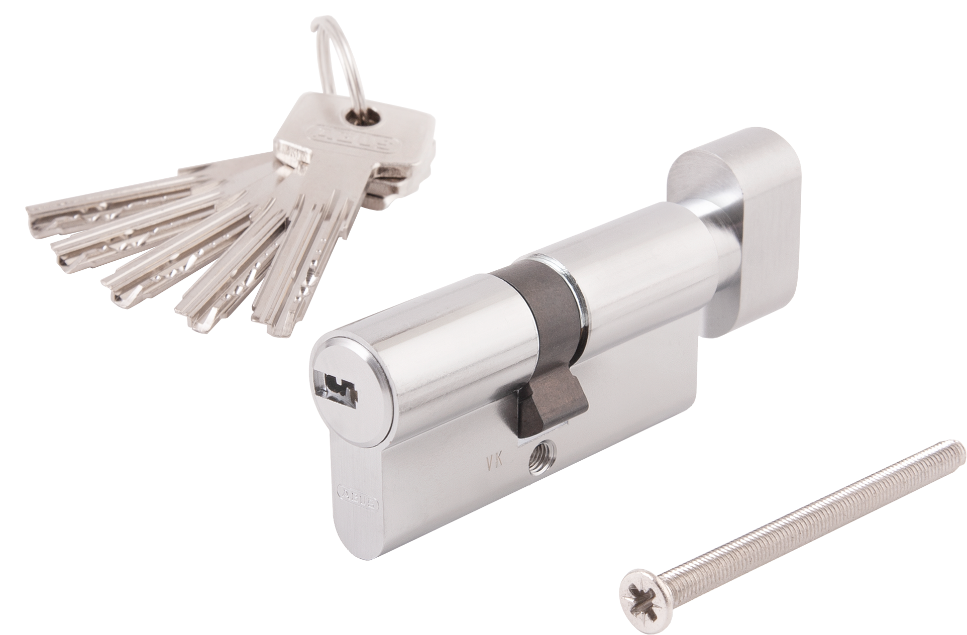Цилиндр Abus KD6N Z30/K40, 30x40 мм, ключ/вертушка, цвет никель - 2