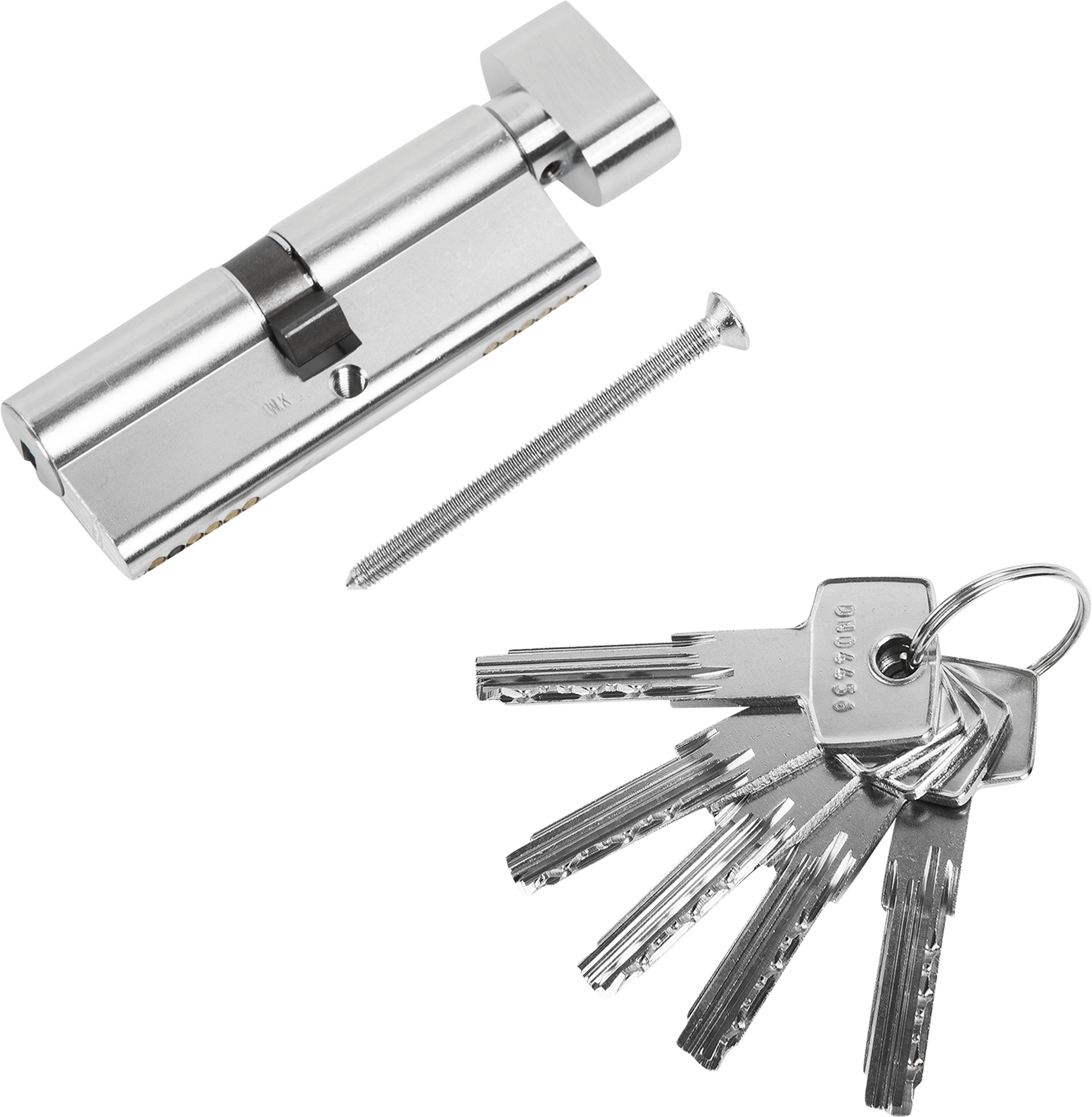 Цилиндр Abus KD6N Z40/K40, 40x40 мм, ключ/вертушка, цвет никель - 2