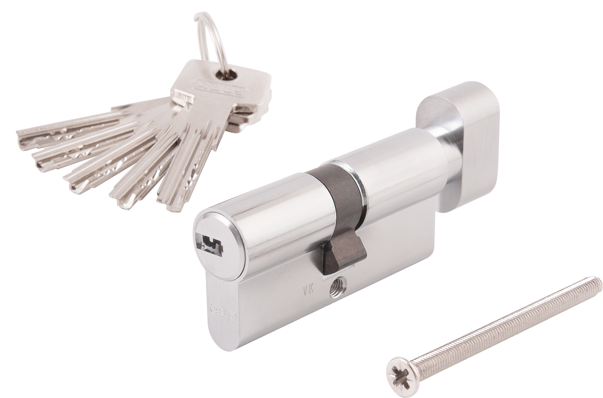 Цилиндр Abus KD6N Z35/K35, 35x35 мм, ключ/вертушка, цвет никель - 2