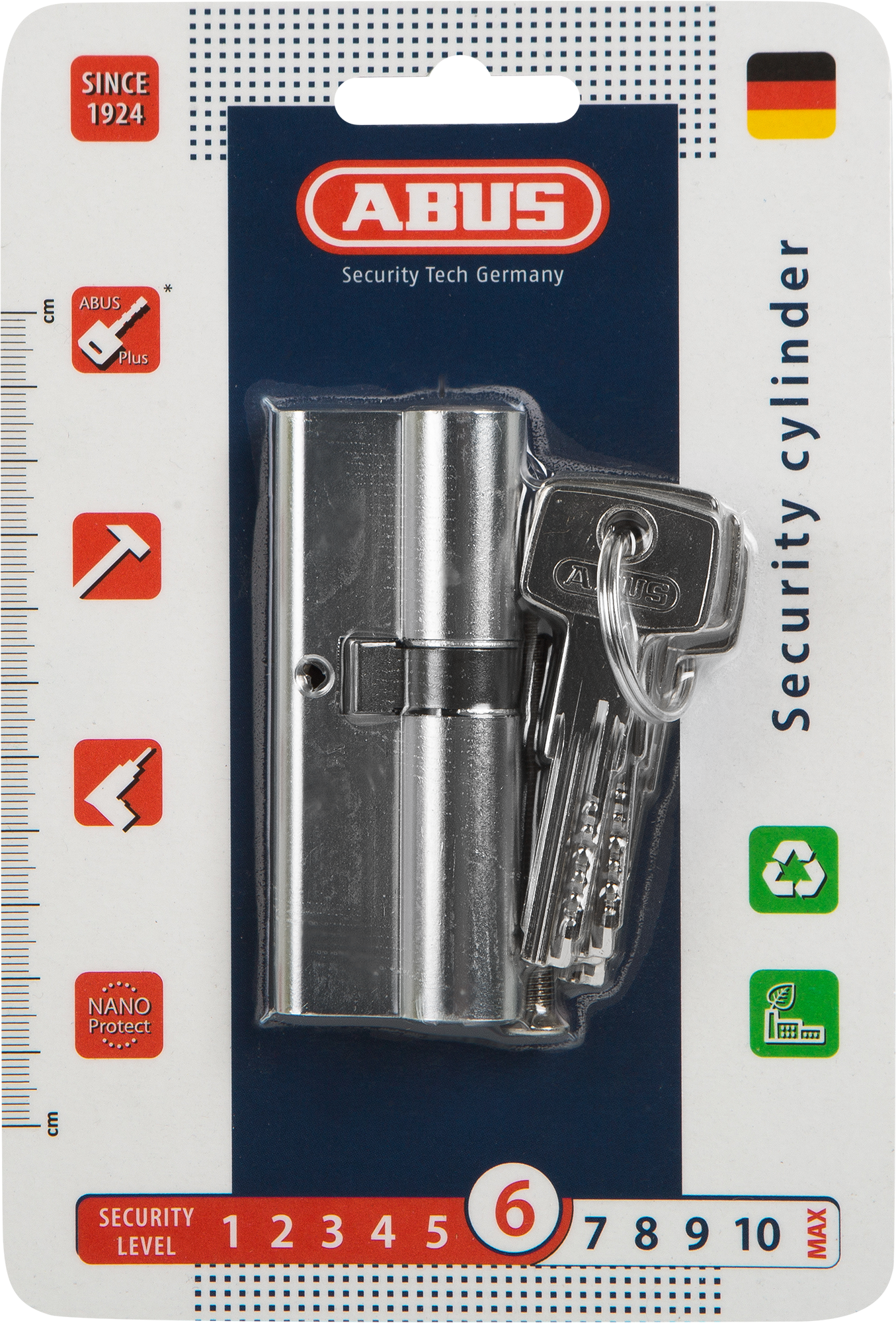 Цилиндр Abus D6N 35/45, 35x45 мм, ключ/ключ, цвет никель - 3