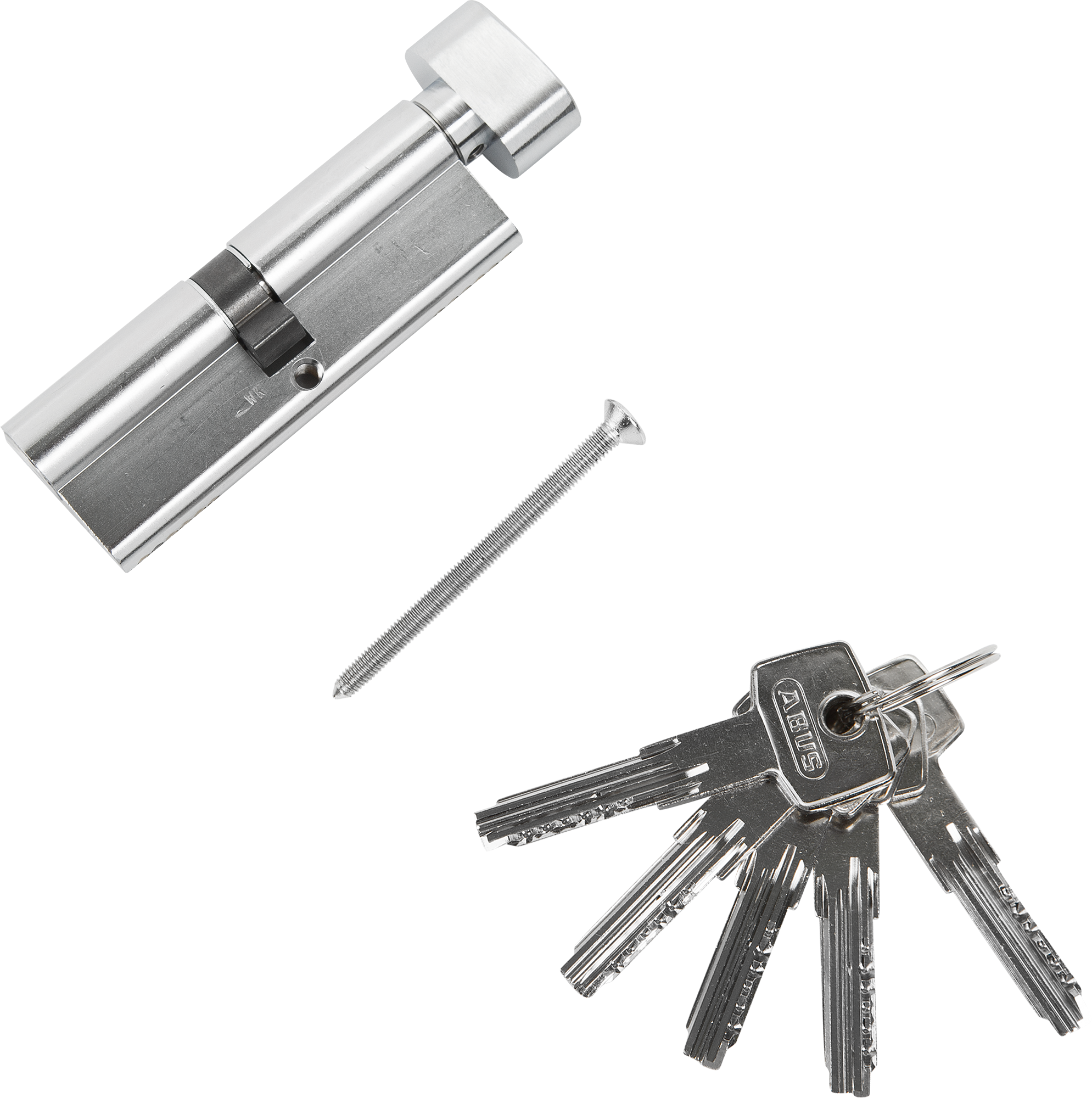 Цилиндр Abus KD6N Z45/K45, 45x45 мм, ключ/вертушка, цвет никель - 2