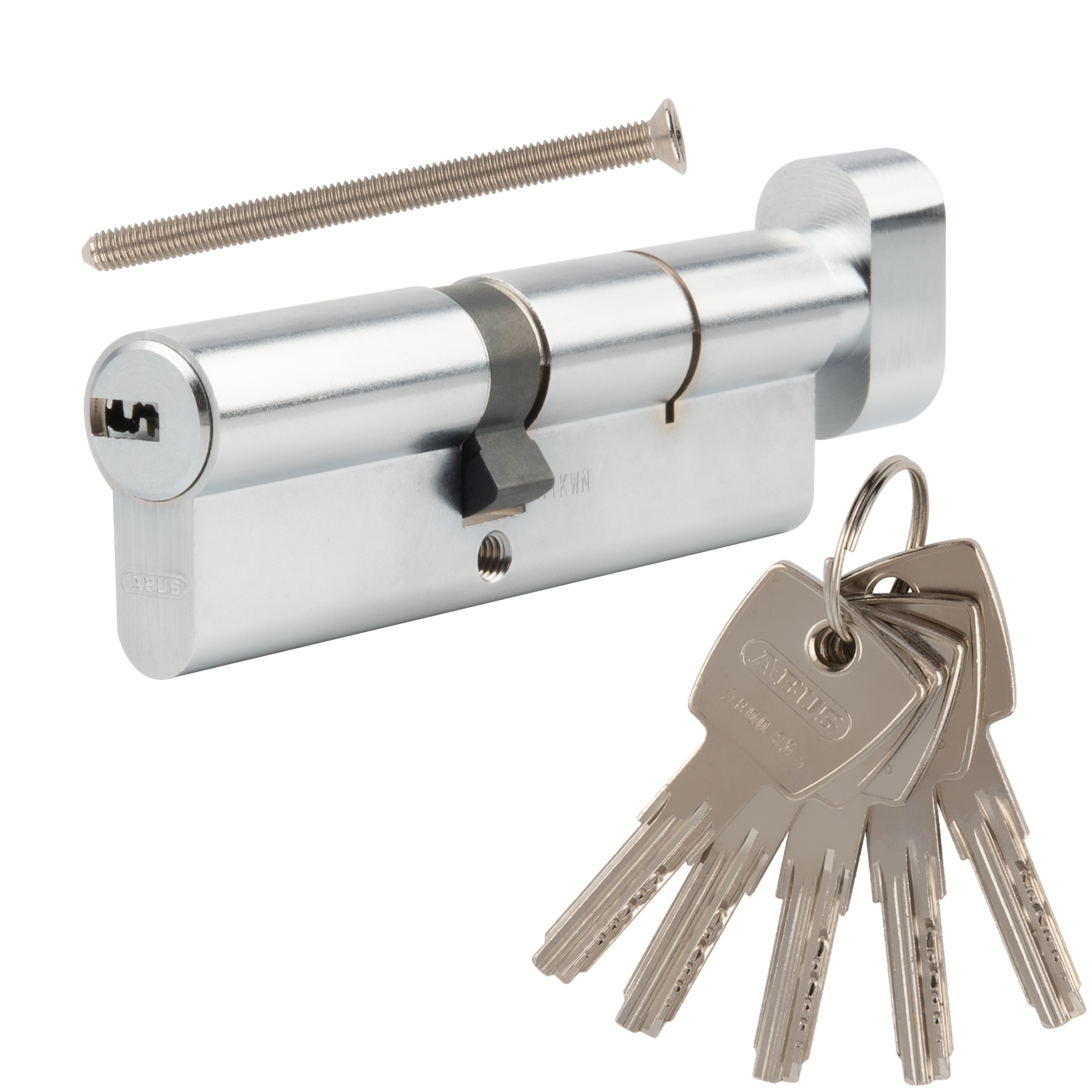 Цилиндр Abus KD6N Z45/K55, 45x55 мм, ключ/вертушка, цвет никель - 2