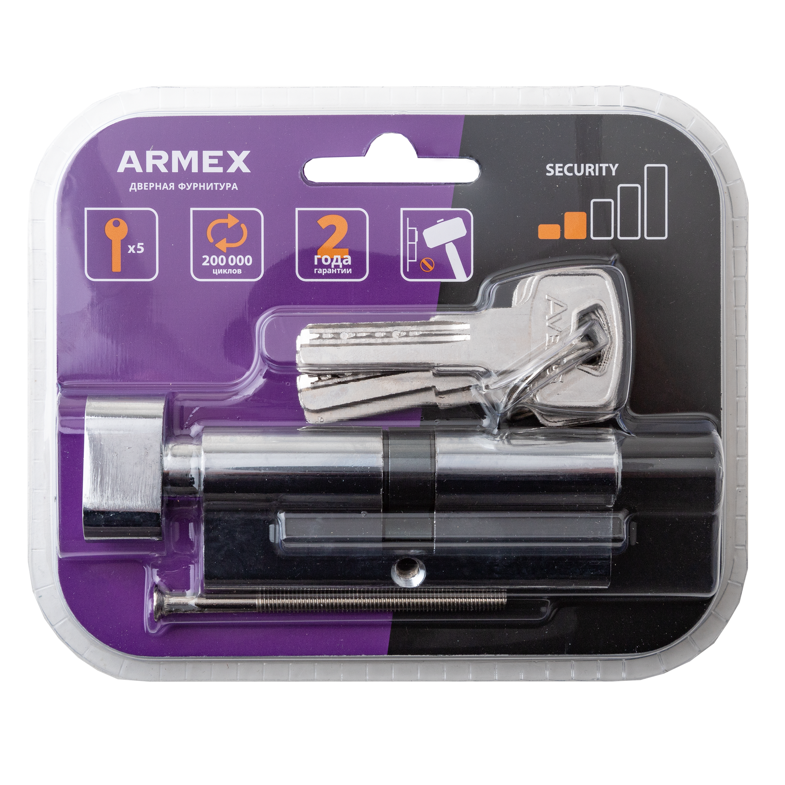 Цилиндр Armex Smart LM-80 40x40 мм ключ-вертушка цвет хром - 2