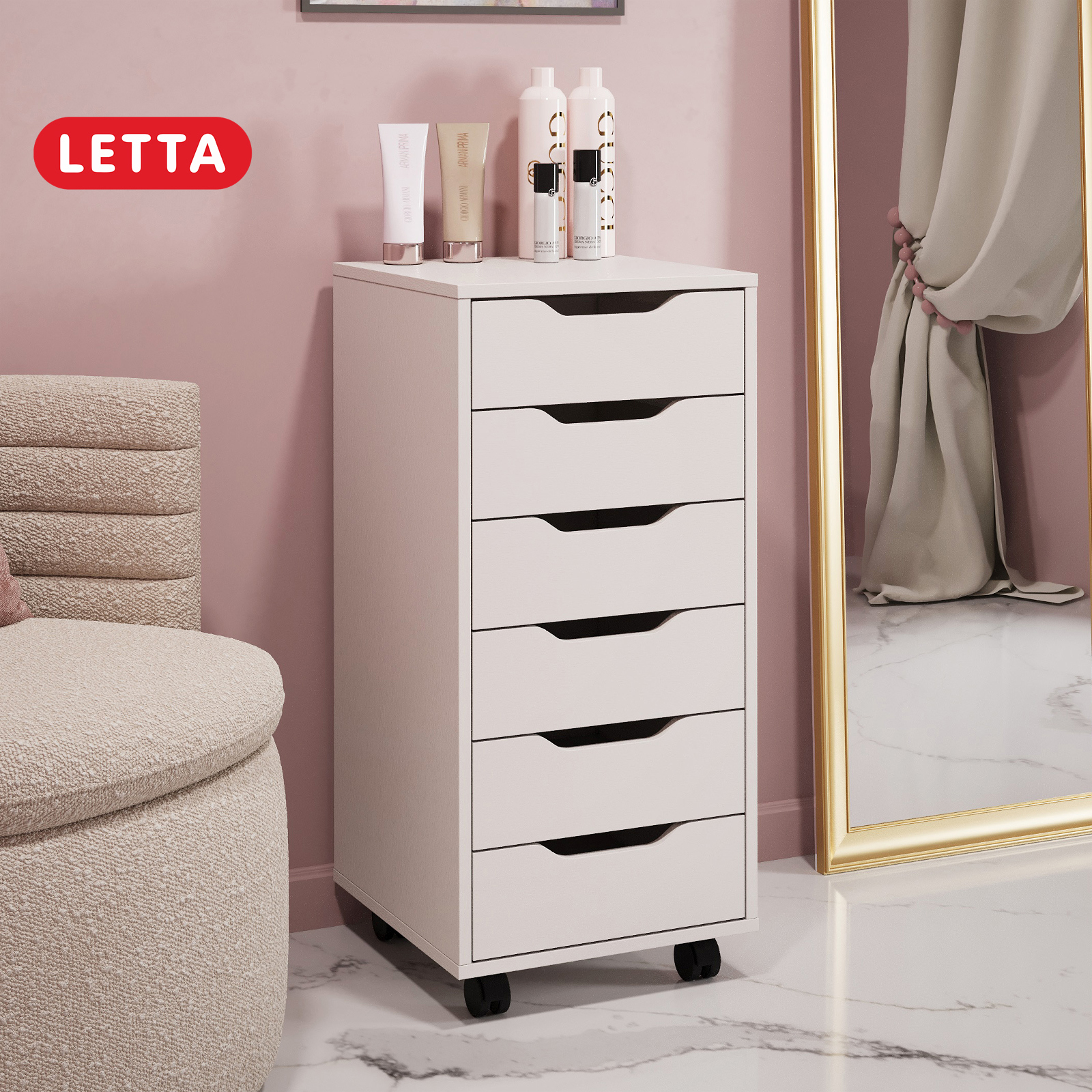 Изображение товара Комод Letta Praga 6 ящиков 40x41x86 см ЛДСП цвет белый Изображение товара Комод Letta Praga 6 ящиков 40x41x86 см ЛДСП цвет белый
