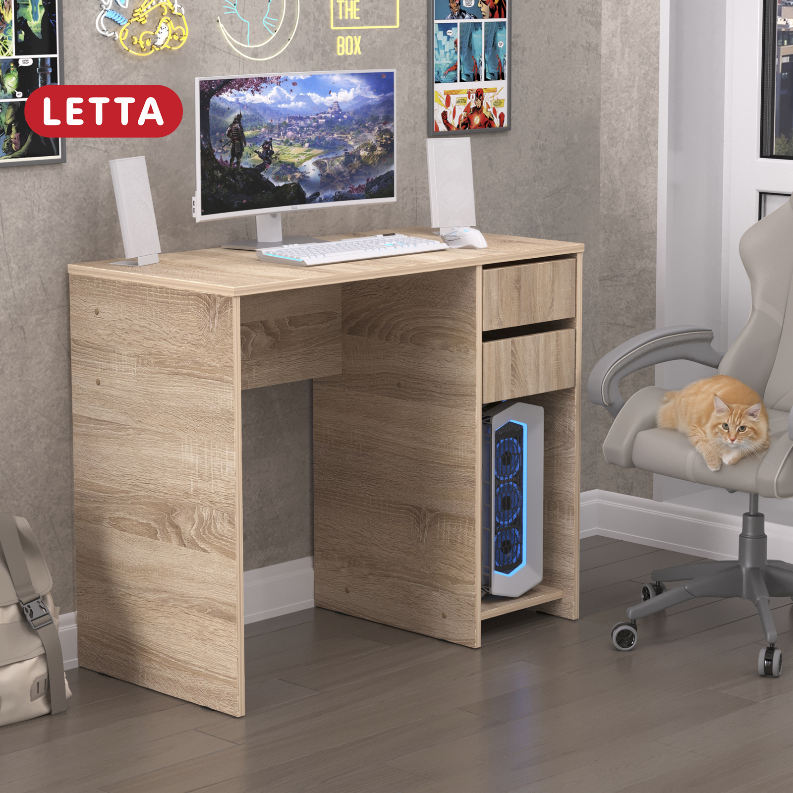 Изображение товара Компьютерный стол Letta Ультра 90x75x45 см из ЛДСП цвет сонома