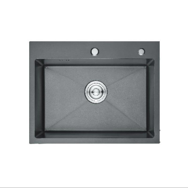 Изображение товара Накладная кухонная мойка Gerhans K36045B 45x60 см нержавеющая сталь черный глянец