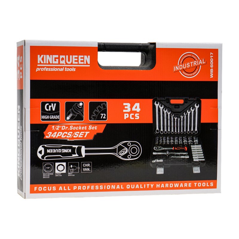 Изображение товара Набор инструментов Kingqueen WIB-60017 34 предмета для автомобиля с кейсом