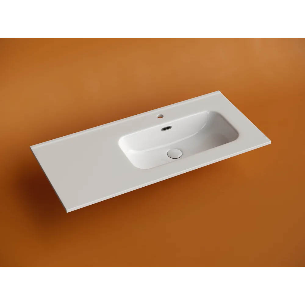 Изображение товара Раковина накладная мебельная Ceramicanova Element прямоугольная 101 см с чашей справа цвет белый CN7003R