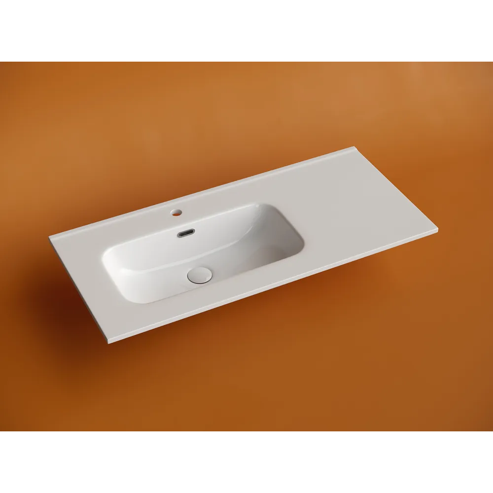Изображение товара Раковина накладная мебельная Ceramicanova Element прямоугольная 101 см с чашей слева цвет белый CN7003L