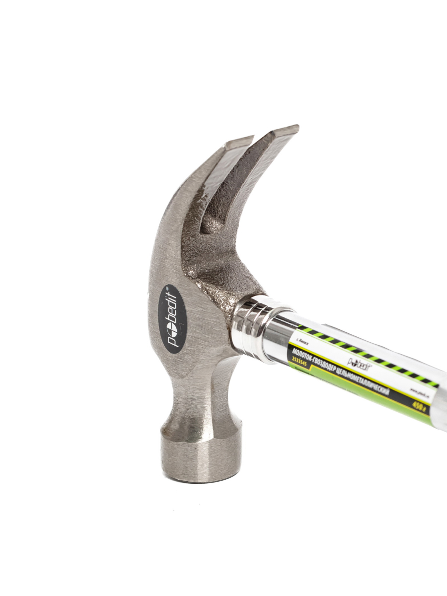 Изображение товара Молоток-гвоздодер Pobedit 2533545 кованая сталь обрезиненная рукоятка 450 г