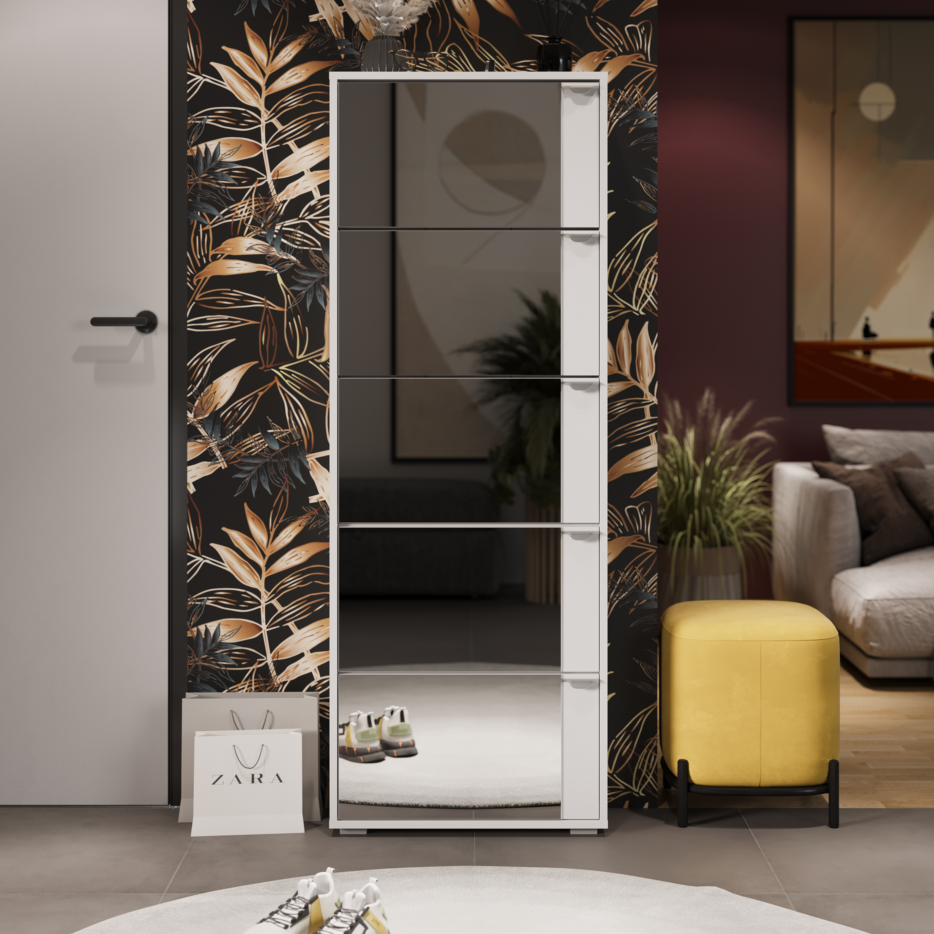 Изображение товара Шкаф для обуви Трия 60x165x23 см белый из ЛДСП компактный стильный