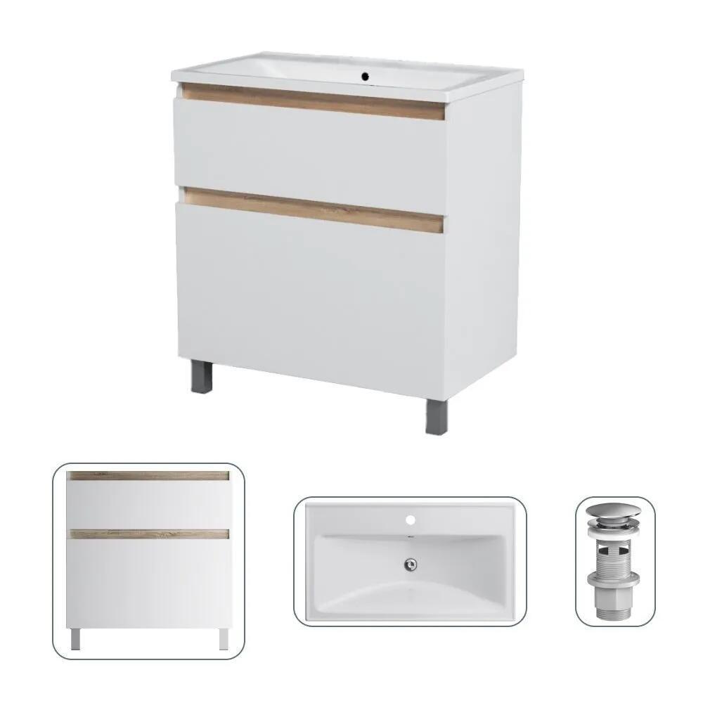 Изображение товара Тумба с раковиной Am.pm M85FSX0802WC080WG-M100 X-Joy 80 см напольная белая