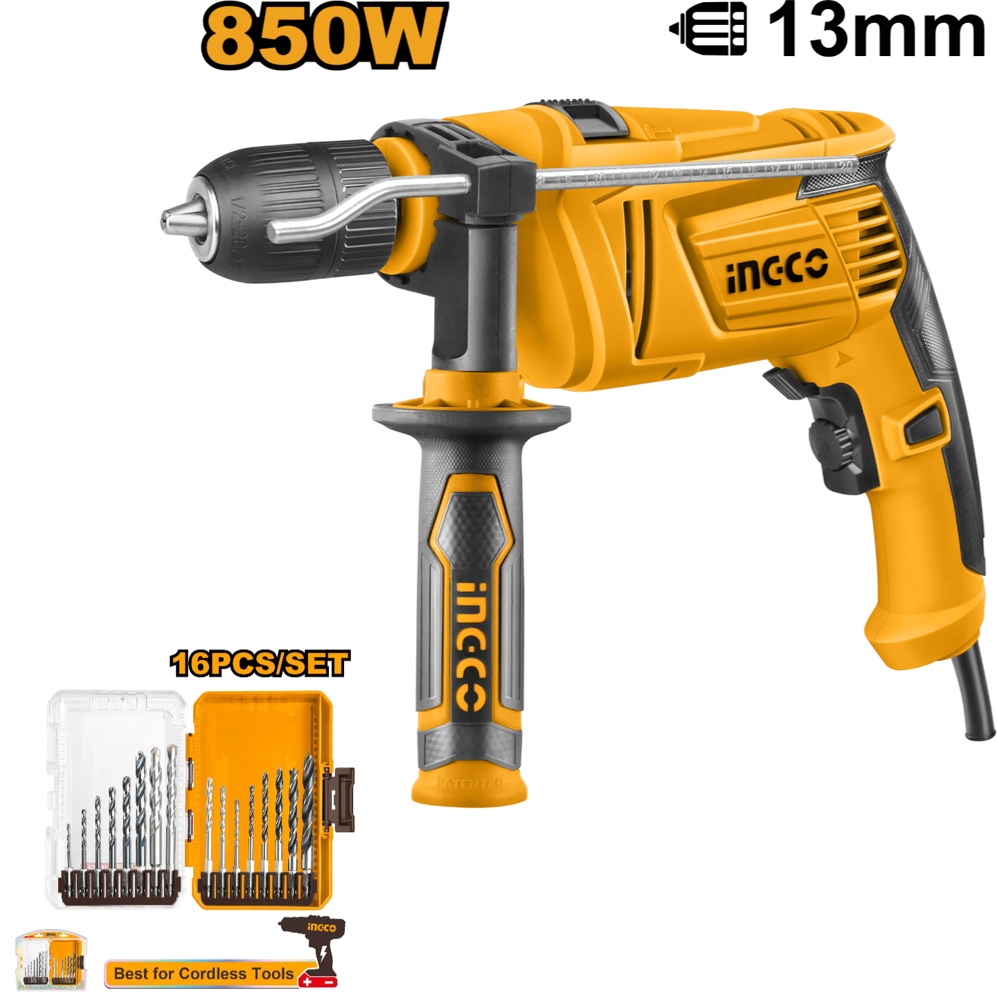 Изображение товара Дрель ударная Ingco ID8508-2/AKDL11606, 850 Вт