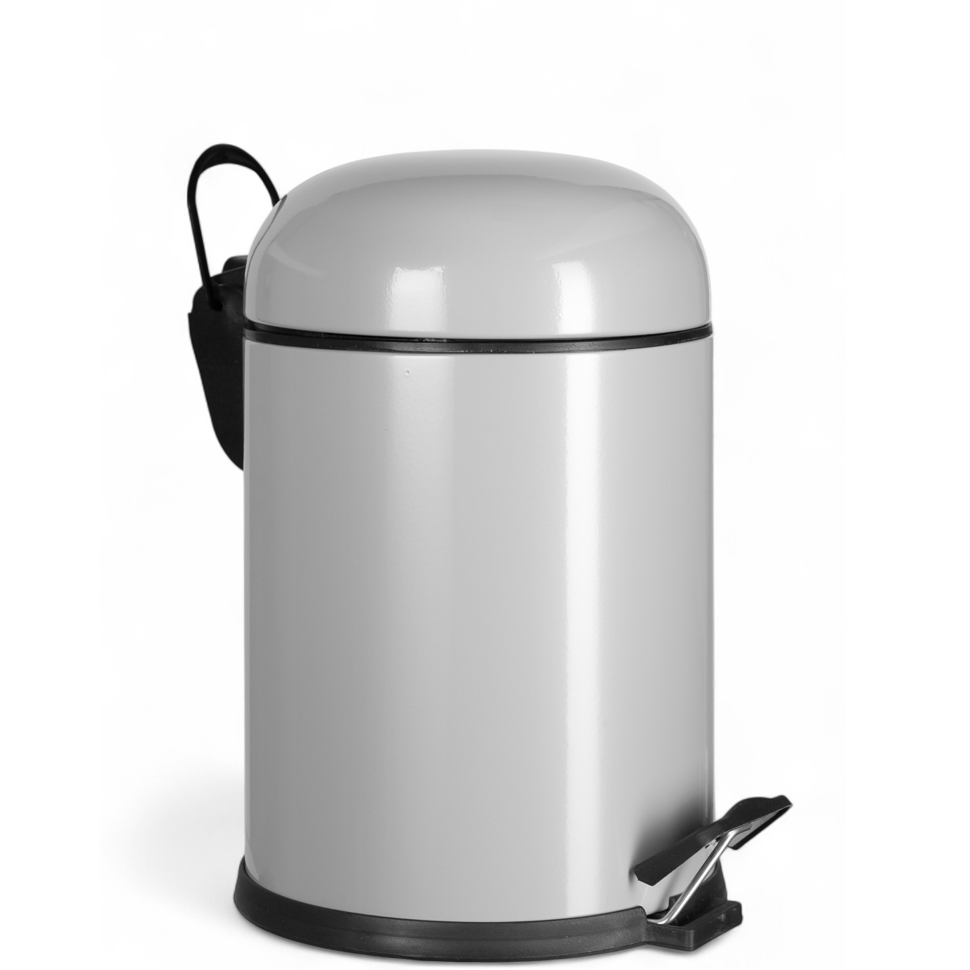 Изображение товара Мусорное ведро 5 л с микролифтом и педалью из нержавеющей стали серое компактное