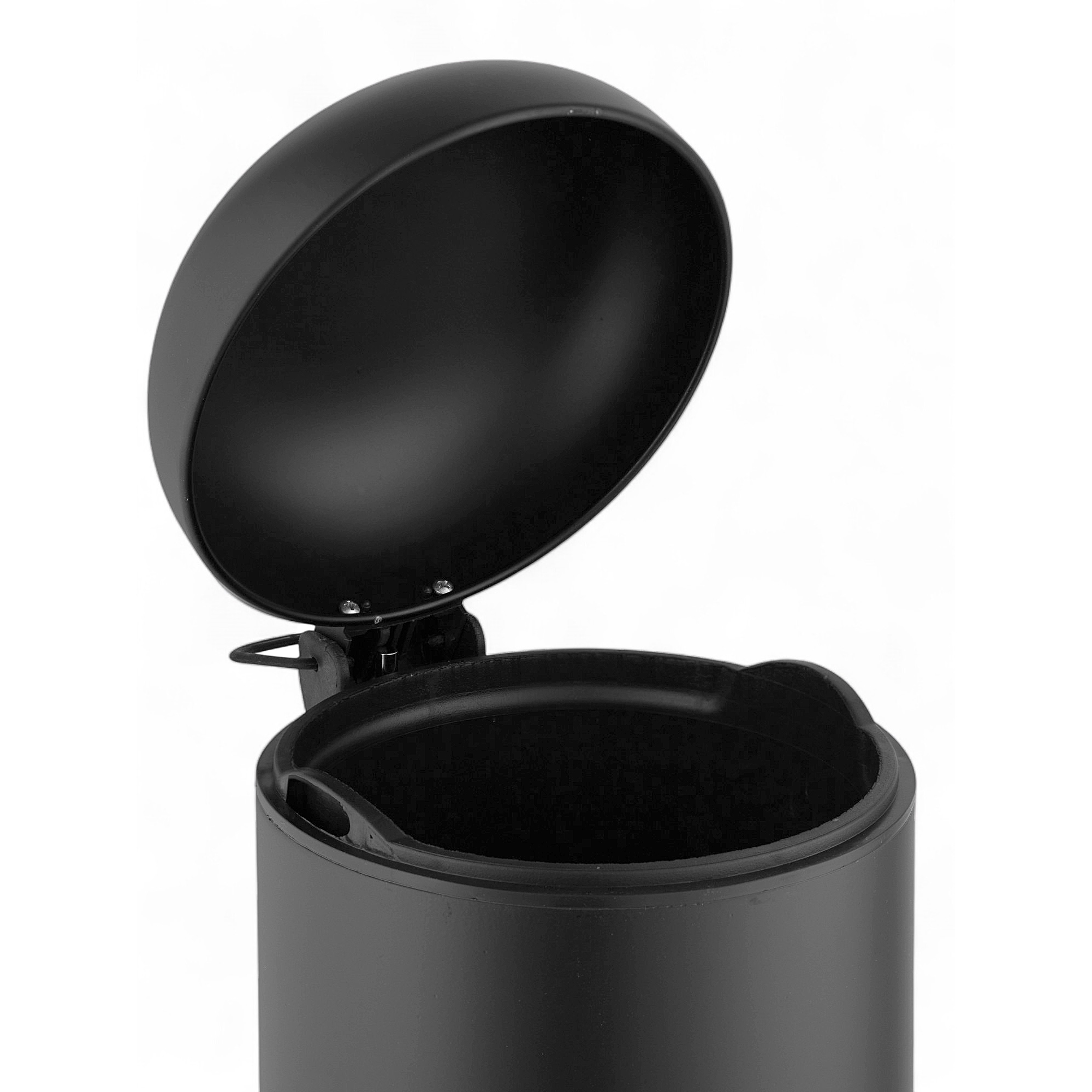 Изображение товара Мусорное ведро с педалью и микролифтом 5 литров черное из нержавеющей стали