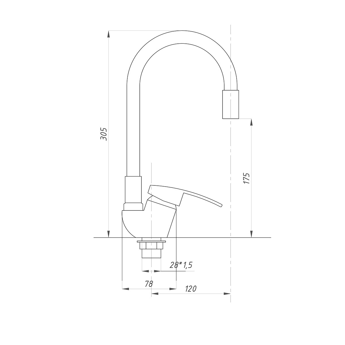 Изображение товара Смеситель для кухни Tsarsberg 275050 поворотный излив 17.5 см цвет черный