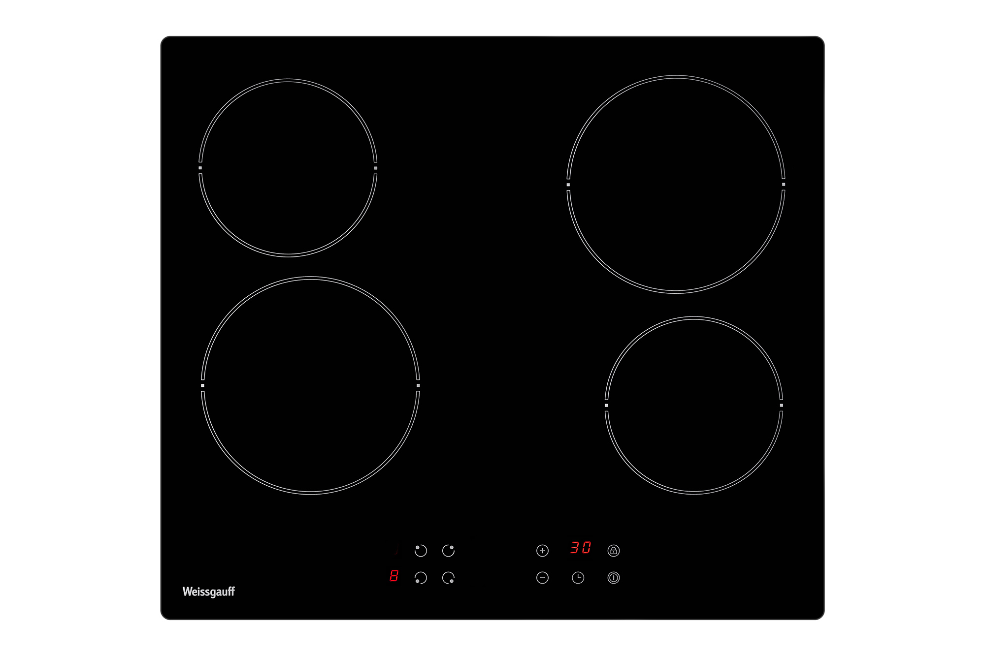 Изображение товара Электрическая варочная панель Weissgauff 640 BKS стеклокерамическая 4 конфорки черный