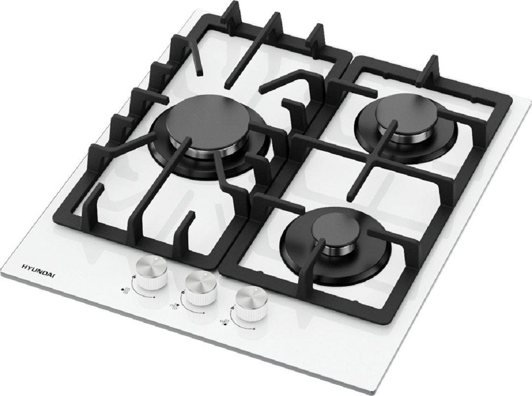 Изображение товара Газовая варочная панель Hyundai HHG 4333 WG, 3 конфорки, белая, встраиваемая