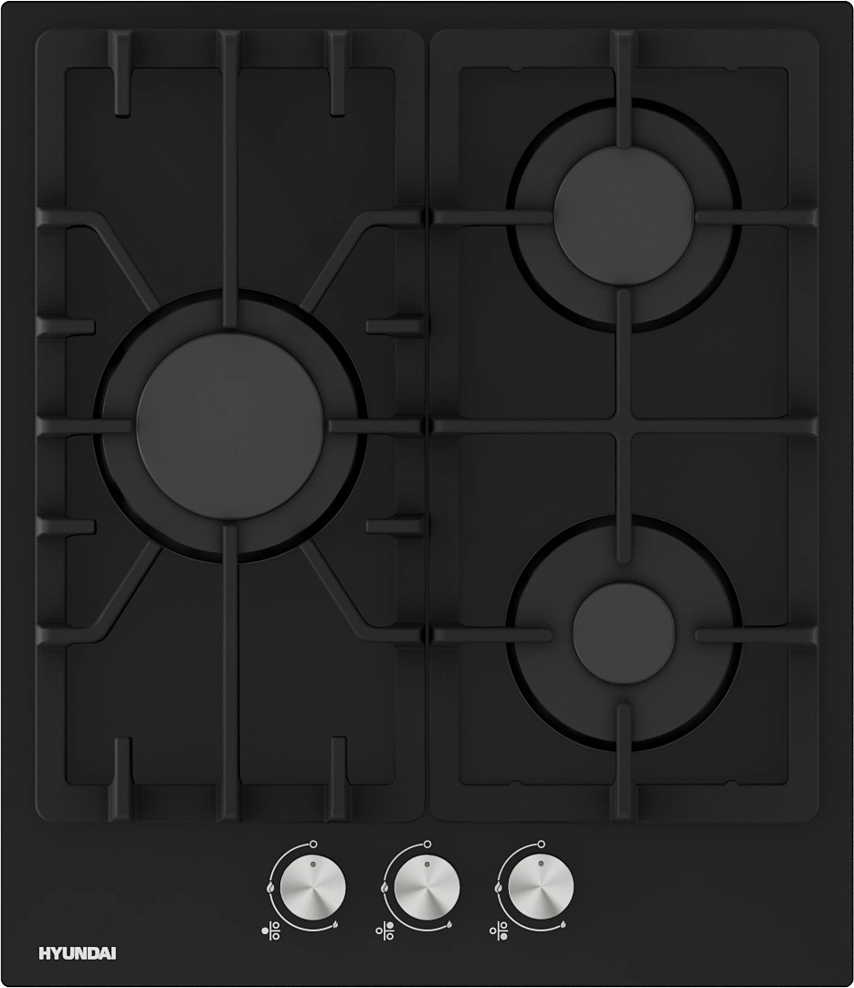Изображение товара Газовая варочная панель Hyundai 3 конфорки 45 см черная HHG 4333 BG