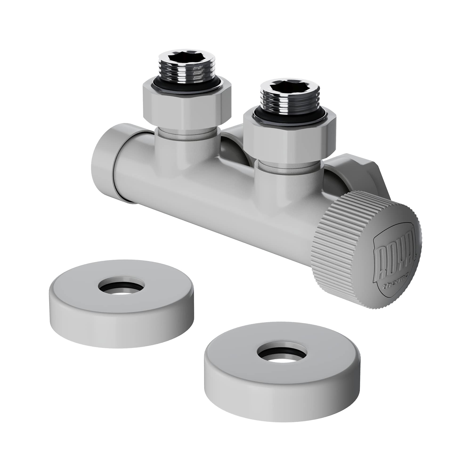 Изображение товара Угловой узел нижнего подключения Royal Thermo Design Pro 1/2" латунь белый