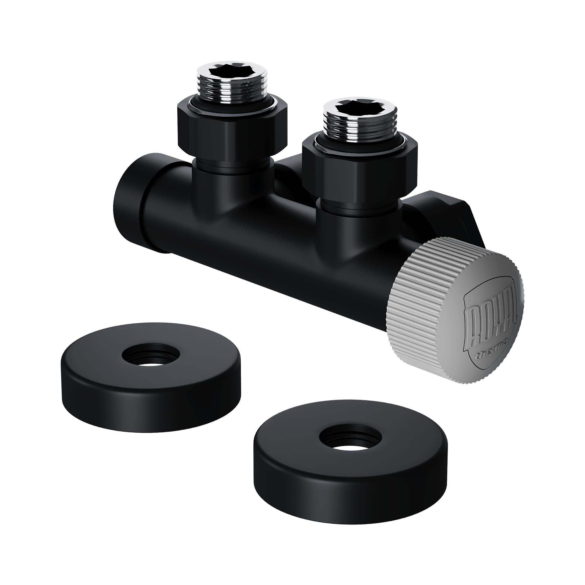 Изображение товара Узел нижнего подключения Royal Thermo Design Pro 1/2 из латуни черный для радиаторов