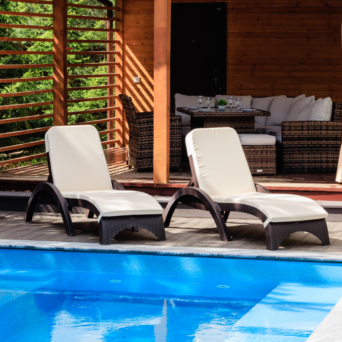 Изображение товара Шезлонг Royal Family MARK с регулируемой спинкой и подушками, коричневый, 187x73x44 см