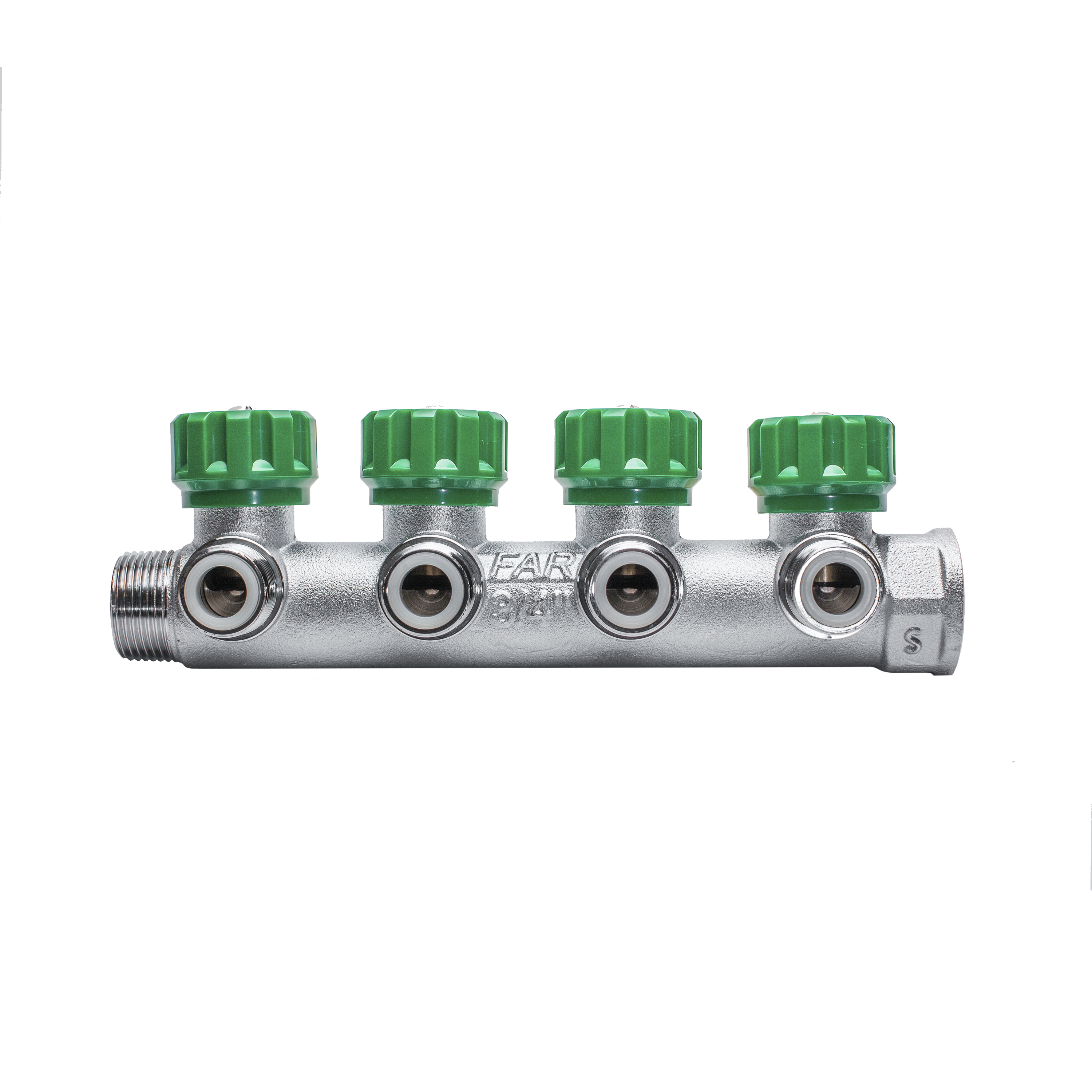 Коллектор распределительный FAR FK 3824 3412UN 3/4"x1/2" евроконус 4 выхода латунь