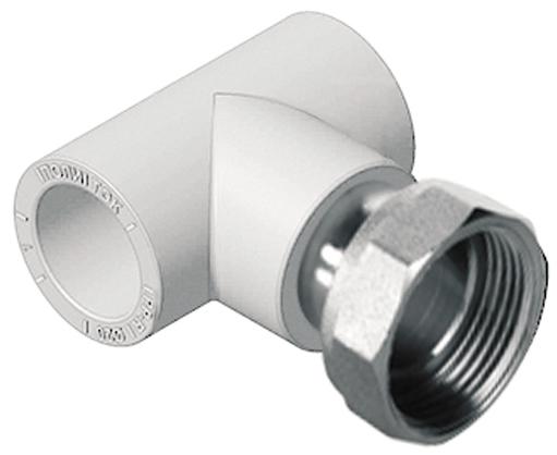 Изображение товара Тройник комбинированный с накидной гайкой Политэк 1"x32 мм ВР полипропилен